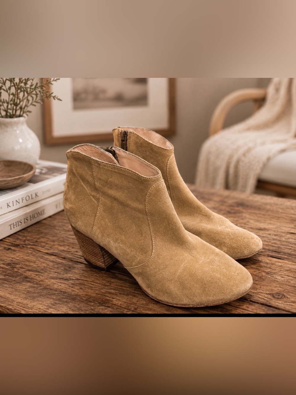 Club Monaco Light Brown Suede Ankle Booties EU 39/US 8